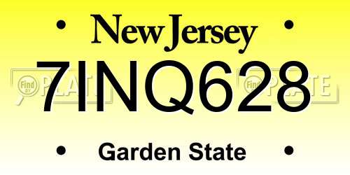7INQ628 New Jersey License Plate