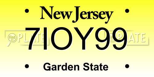 7IOY99 New Jersey License Plate
