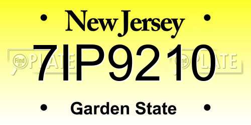 7IP9210 New Jersey License Plate