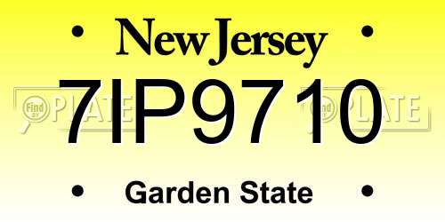 7IP9710 New Jersey License Plate