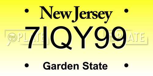 7IQY99 New Jersey License Plate