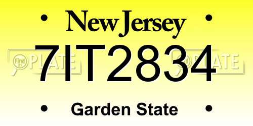 7IT2834 New Jersey License Plate