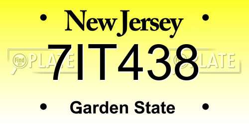 7IT438 New Jersey License Plate