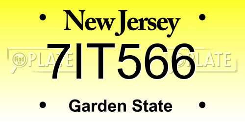 7IT566 New Jersey License Plate