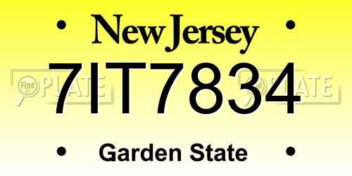 7IT7834 New Jersey License Plate