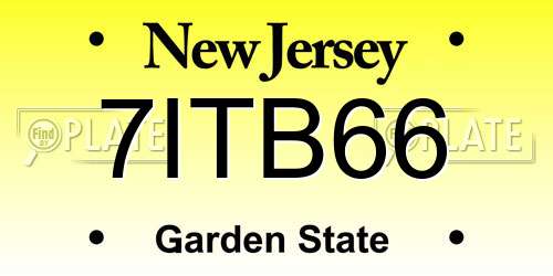 7ITB66 New Jersey License Plate