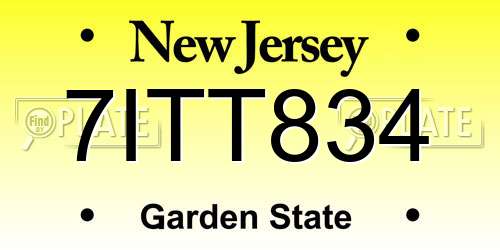 7ITT834 New Jersey License Plate