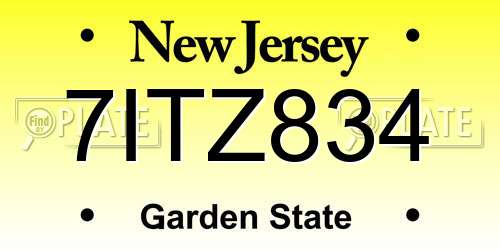 7ITZ834 New Jersey License Plate