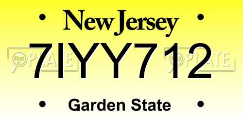 7IYY712 New Jersey License Plate