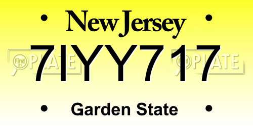 7IYY717 New Jersey License Plate
