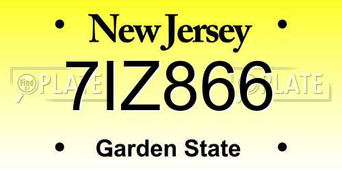 7IZ866 New Jersey License Plate