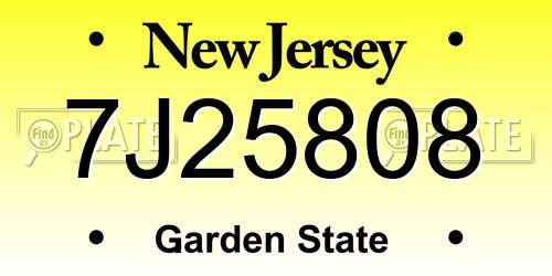 7J25808 New Jersey License Plate