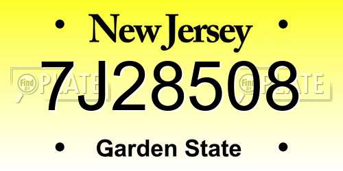 7J28508 New Jersey License Plate