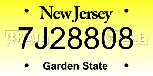 7J28808 New Jersey License Plate