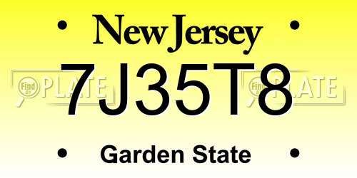7J35T8 New Jersey License Plate
