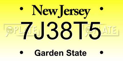7J38T5 New Jersey License Plate
