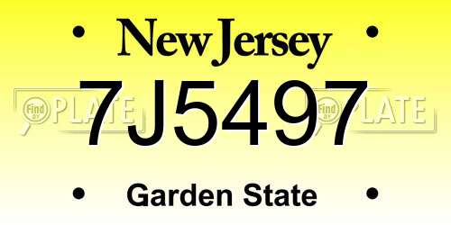 7J5497 New Jersey License Plate
