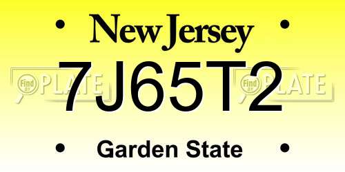 7J65T2 New Jersey License Plate