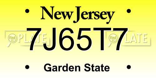 7J65T7 New Jersey License Plate