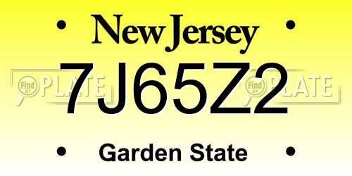 7J65Z2 New Jersey License Plate
