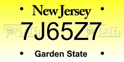 7J65Z7 New Jersey License Plate