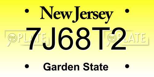 7J68T2 New Jersey License Plate