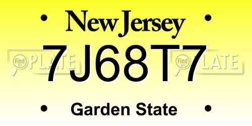 7J68T7 New Jersey License Plate