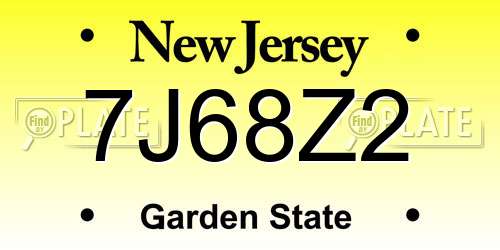 7J68Z2 New Jersey License Plate