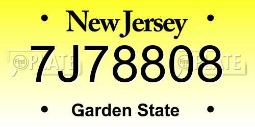 7J78808 New Jersey License Plate