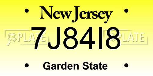 7J84I8 New Jersey License Plate
