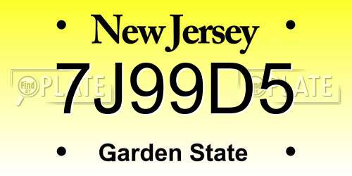 7J99D5 New Jersey License Plate
