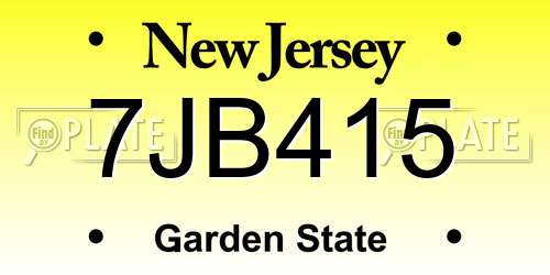 7JB415 New Jersey License Plate