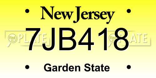7JB418 New Jersey License Plate