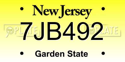 7JB492 New Jersey License Plate