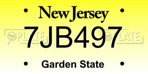 7JB497 New Jersey License Plate