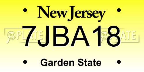 7JBA18 New Jersey License Plate