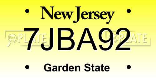 7JBA92 New Jersey License Plate