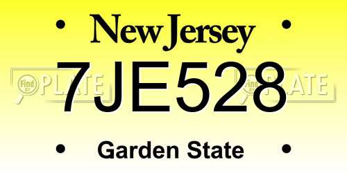 7JE528 New Jersey License Plate