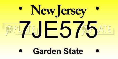 7JE575 New Jersey License Plate