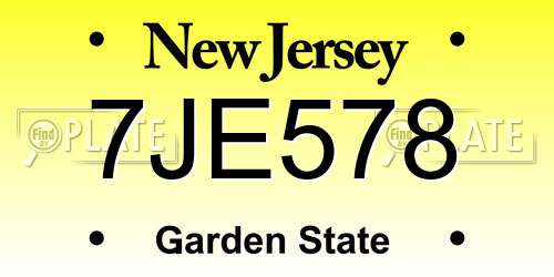 7JE578 New Jersey License Plate