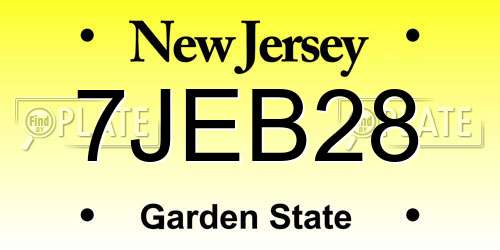 7JEB28 New Jersey License Plate