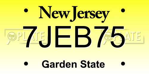 7JEB75 New Jersey License Plate
