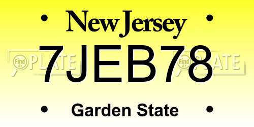 7JEB78 New Jersey License Plate