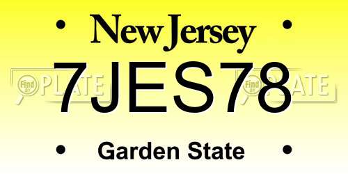 7JES78 New Jersey License Plate