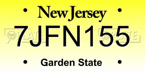 7JFN155 New Jersey License Plate