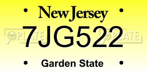 7JG522 New Jersey License Plate