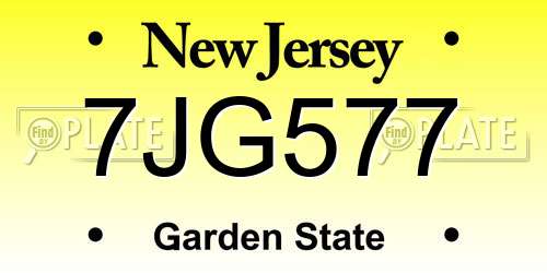 7JG577 New Jersey License Plate