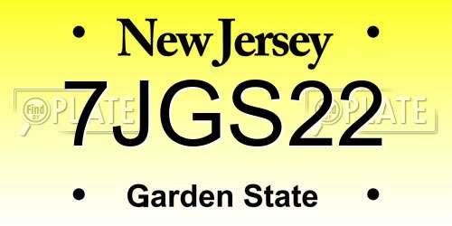 7JGS22 New Jersey License Plate