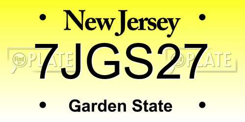 7JGS27 New Jersey License Plate