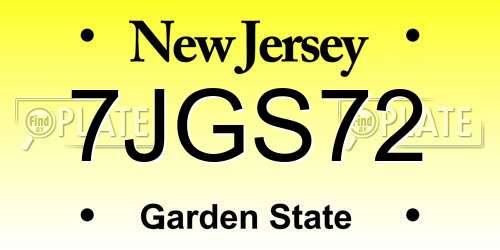 7JGS72 New Jersey License Plate